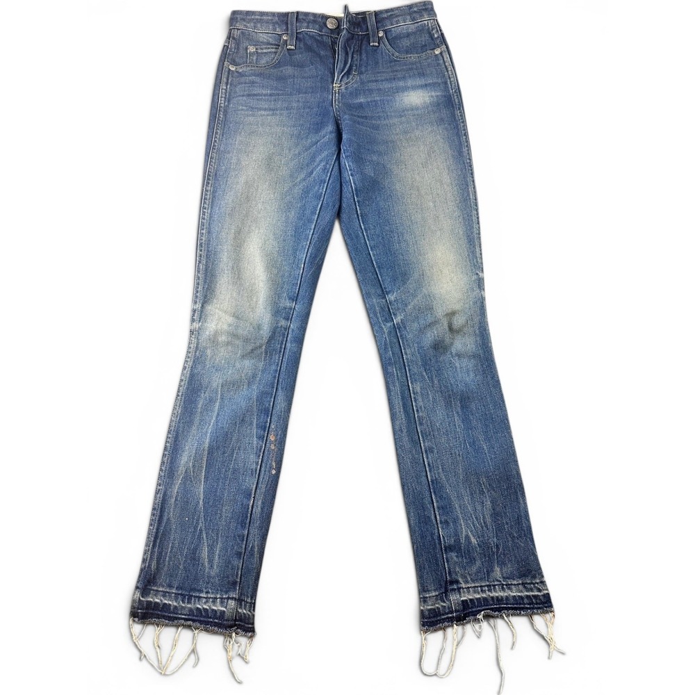 AMO Jeans Women 23 Blue Babe Straight Denim Cropped High Rise USA Made Everyday